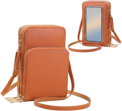 Women's Touch Screen Mobile Phone Messenger Bag, 2026 New Mini Phone Crossbody Bag with RFID Blocking Leather