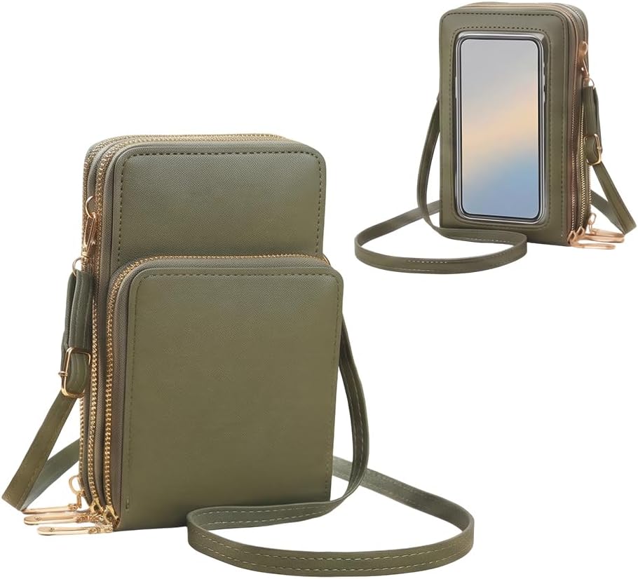 Women's Touch Screen Mobile Phone Messenger Bag, 2026 New Mini Phone Crossbody Bag with RFID Blocking Leather