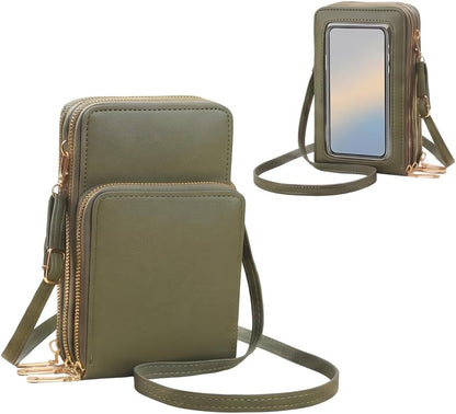 Women's Touch Screen Mobile Phone Messenger Bag, 2026 New Mini Phone Crossbody Bag with RFID Blocking Leather
