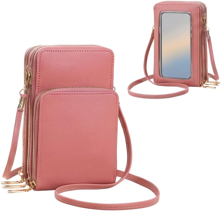 Women's Touch Screen Mobile Phone Messenger Bag, 2026 New Mini Phone Crossbody Bag with RFID Blocking Leather