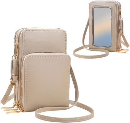 Women's Touch Screen Mobile Phone Messenger Bag, 2026 New Mini Phone Crossbody Bag with RFID Blocking Leather