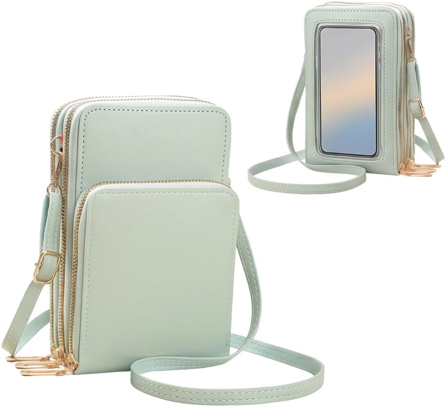 Women's Touch Screen Mobile Phone Messenger Bag, 2026 New Mini Phone Crossbody Bag with RFID Blocking Leather