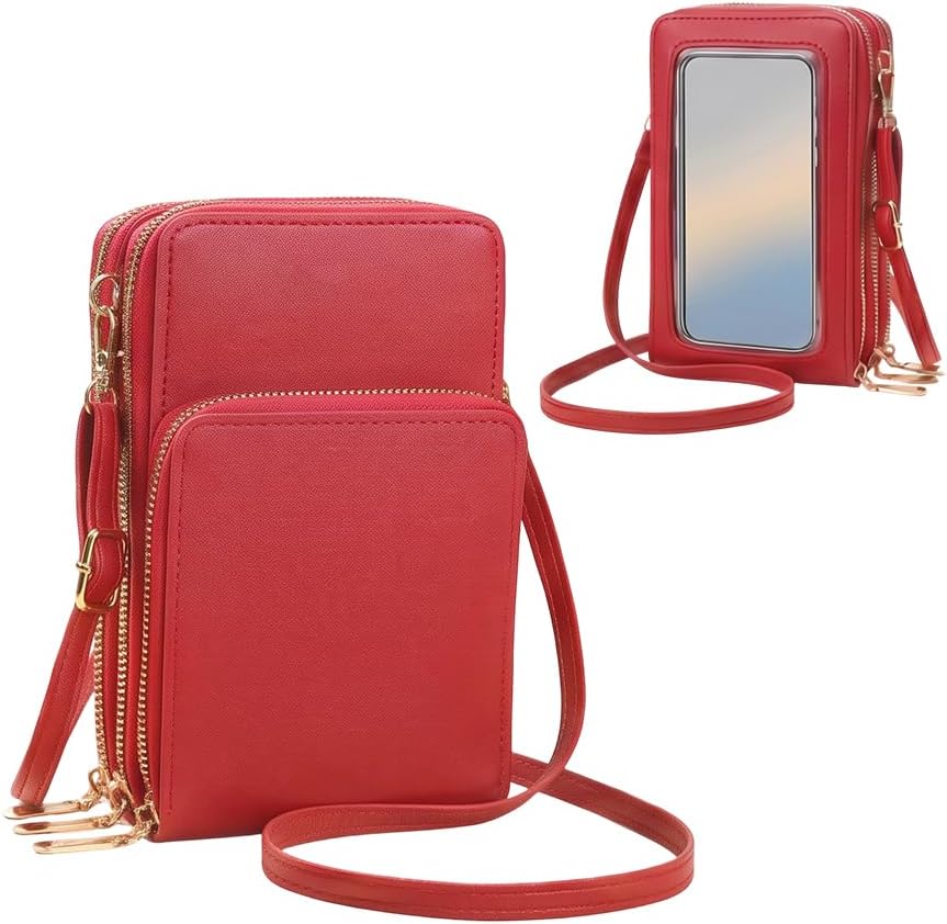 Women's Touch Screen Mobile Phone Messenger Bag, 2026 New Mini Phone Crossbody Bag with RFID Blocking Leather