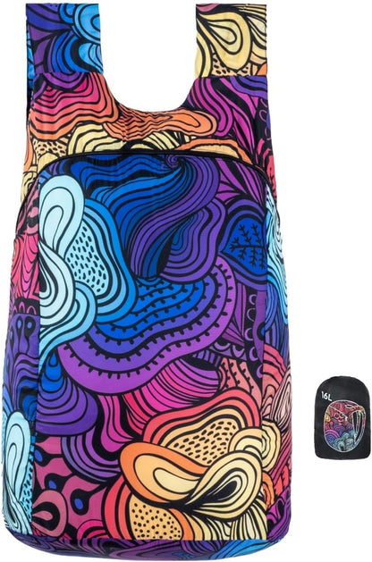 Daypack - Ultralight 16L Foldable Travel & Hiking Backpack, Reusable, Packable, Collapsible Bag for Men & Women (Black)