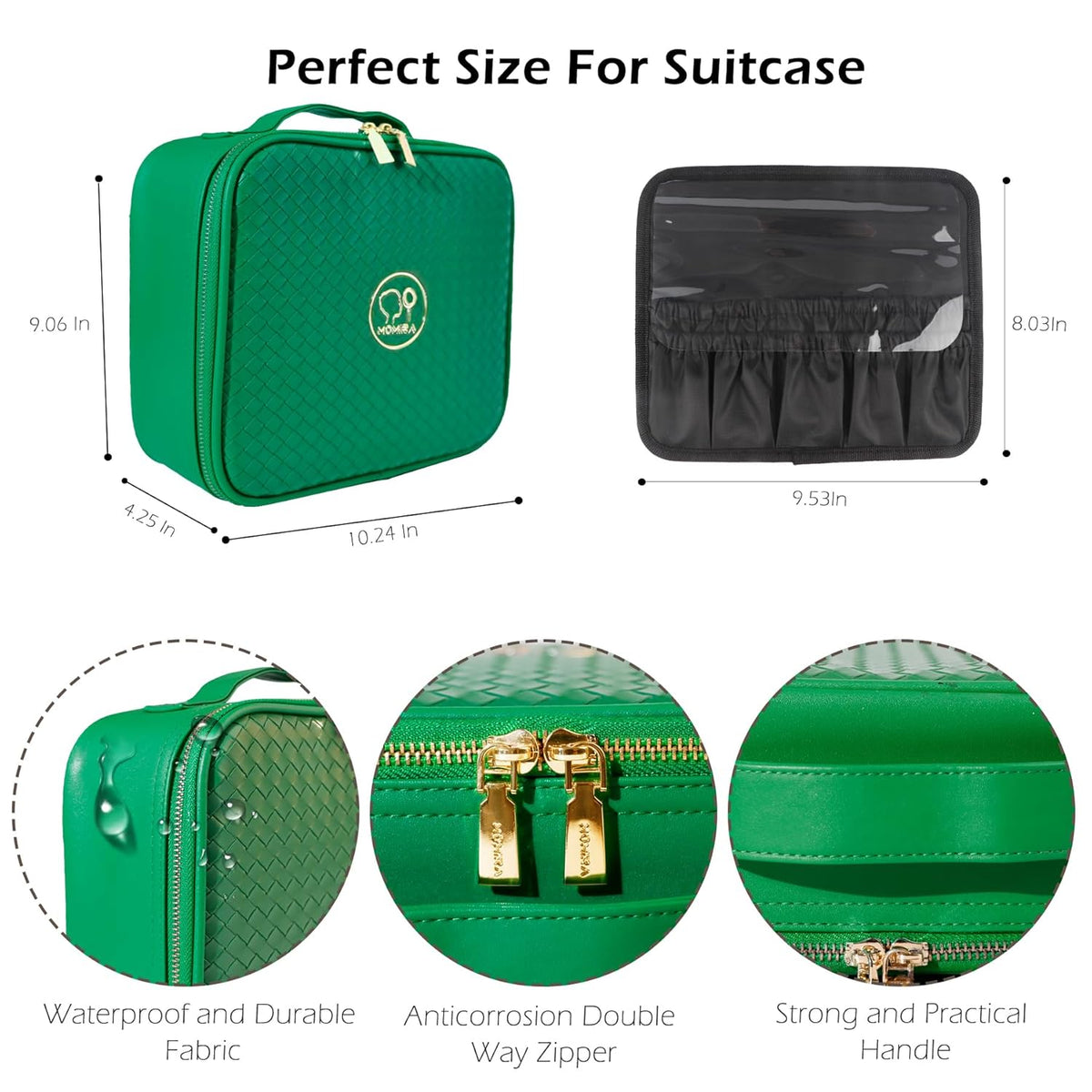 Travel Makeup Bag Cosmetic Bag with Lighted Mirror, Adjustable Brightness in 3 Color Scenarios/Detachable makeup mirror, All-round Upgrade, Waterproof, Gift for Women -Black
