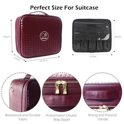 Travel Makeup Bag Cosmetic Bag with Lighted Mirror, Adjustable Brightness in 3 Color Scenarios/Detachable makeup mirror, All-round Upgrade, Waterproof, Gift for Women -Black