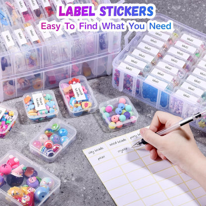 Bead Organizers and Storage, 56 Pcs Small Plastic Containers with Lids and 3-Tier Stackable Storage Box, Mini Clear Organizers for Jewelry Toys Craft Storage (4 Sizes)