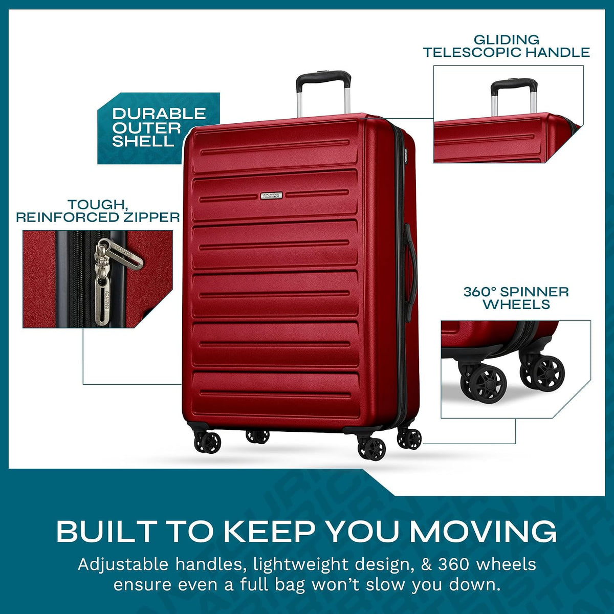 Westridge Hardside Luggage Set with Spinner Wheels, Holly Red, Carry-On