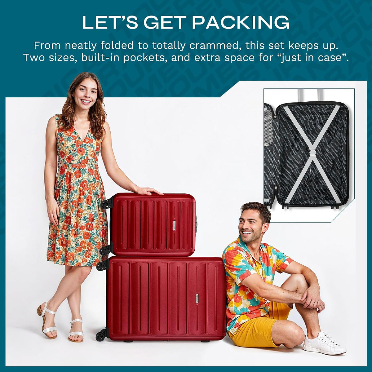 Westridge Hardside Luggage Set with Spinner Wheels, Holly Red, Carry-On