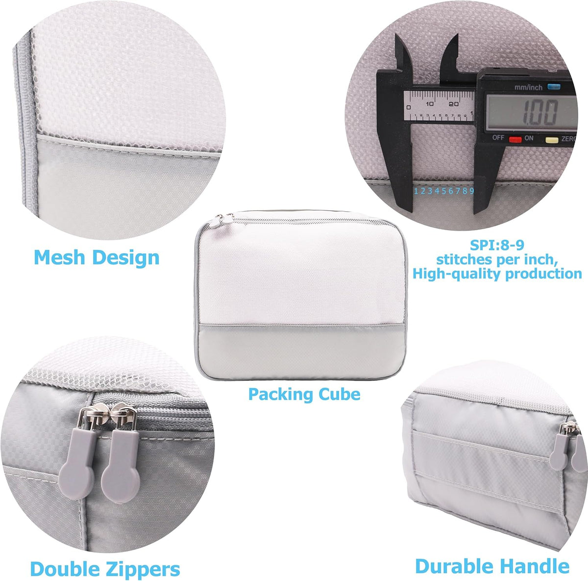 9-Piece Gray Travel Organizer Set with 4 Packing Cubes, Cosmetic Organizer, Shoe & Electronics Pouches, and Accessories & Laundry Bag for Luggage Storage & Travel Essentials
