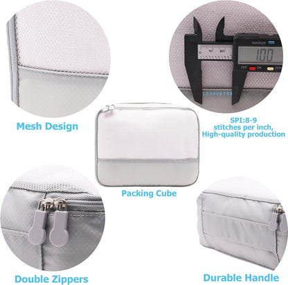 9-Piece Gray Travel Organizer Set with 4 Packing Cubes, Cosmetic Organizer, Shoe & Electronics Pouches, and Accessories & Laundry Bag for Luggage Storage & Travel Essentials