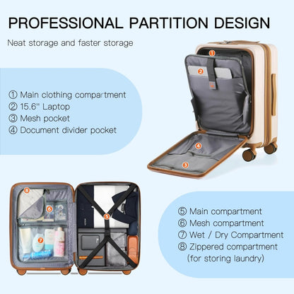 20 Inch Carry On Luggage, Hard shell Suitcases with Wheels | Airline Approved, Lightweight Polycarbonate, Expandable, 4 Spinner Wheels, TSA Lock, Suitcase with laptop Compartment