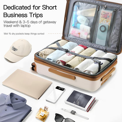 20 Inch Carry On Luggage, Hard shell Suitcases with Wheels | Airline Approved, Lightweight Polycarbonate, Expandable, 4 Spinner Wheels, TSA Lock, Suitcase with laptop Compartment