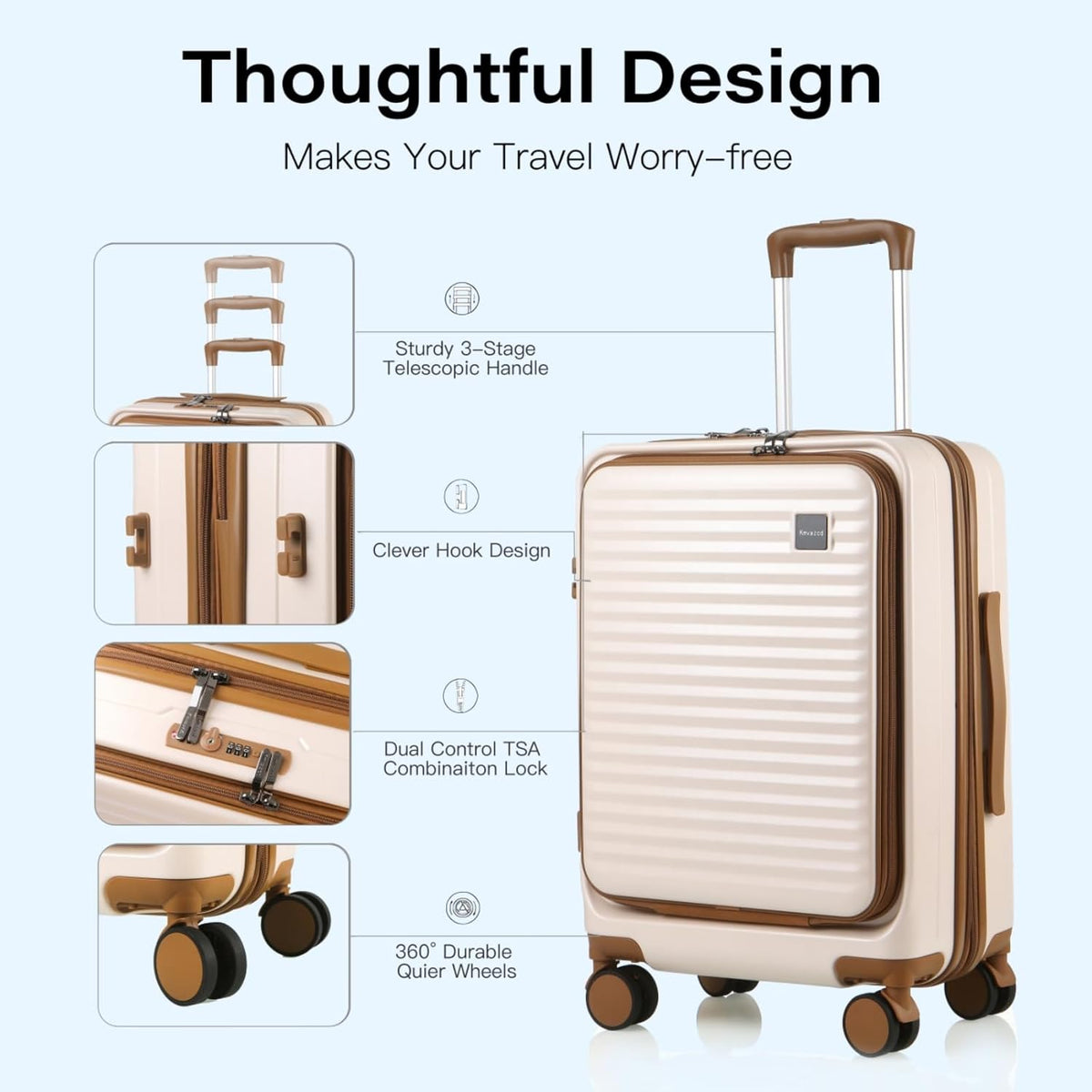 20 Inch Carry On Luggage, Hard shell Suitcases with Wheels | Airline Approved, Lightweight Polycarbonate, Expandable, 4 Spinner Wheels, TSA Lock, Suitcase with laptop Compartment