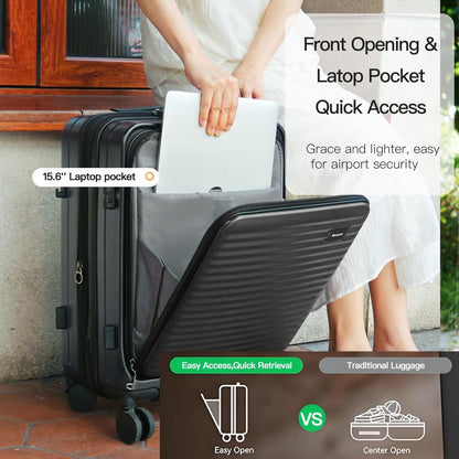 20 Inch Carry On Luggage, Hard shell Suitcases with Wheels | Airline Approved, Lightweight Polycarbonate, Expandable, 4 Spinner Wheels, TSA Lock, Suitcase with laptop Compartment