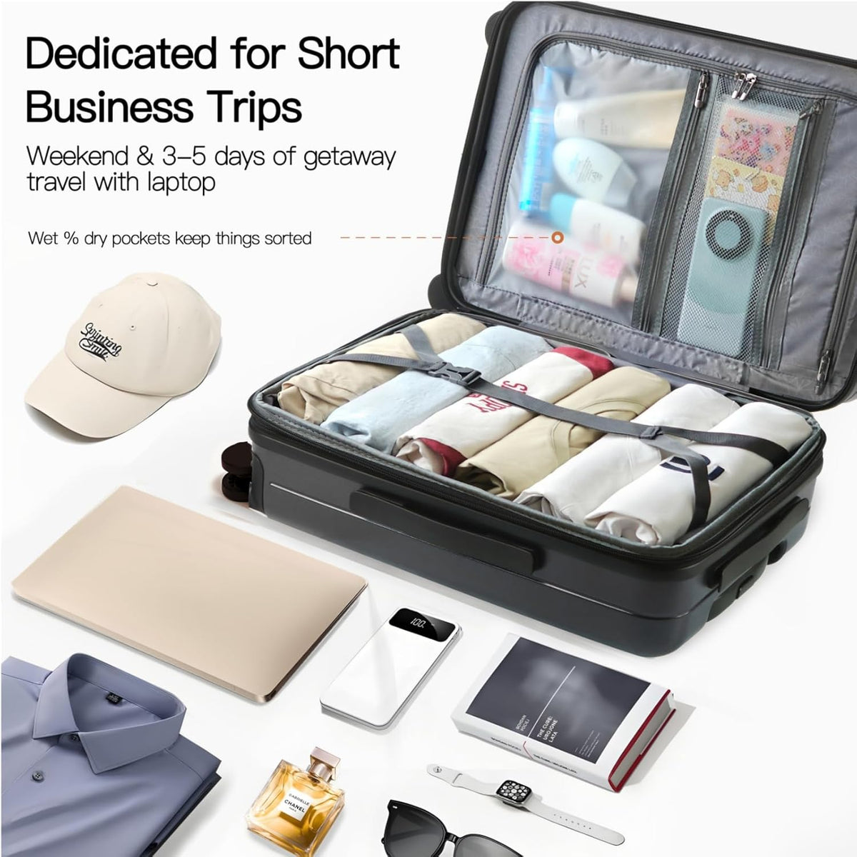 20 Inch Carry On Luggage, Hard shell Suitcases with Wheels | Airline Approved, Lightweight Polycarbonate, Expandable, 4 Spinner Wheels, TSA Lock, Suitcase with laptop Compartment