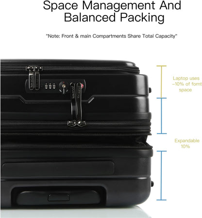 20 Inch Carry On Luggage, Hard shell Suitcases with Wheels | Airline Approved, Lightweight Polycarbonate, Expandable, 4 Spinner Wheels, TSA Lock, Suitcase with laptop Compartment