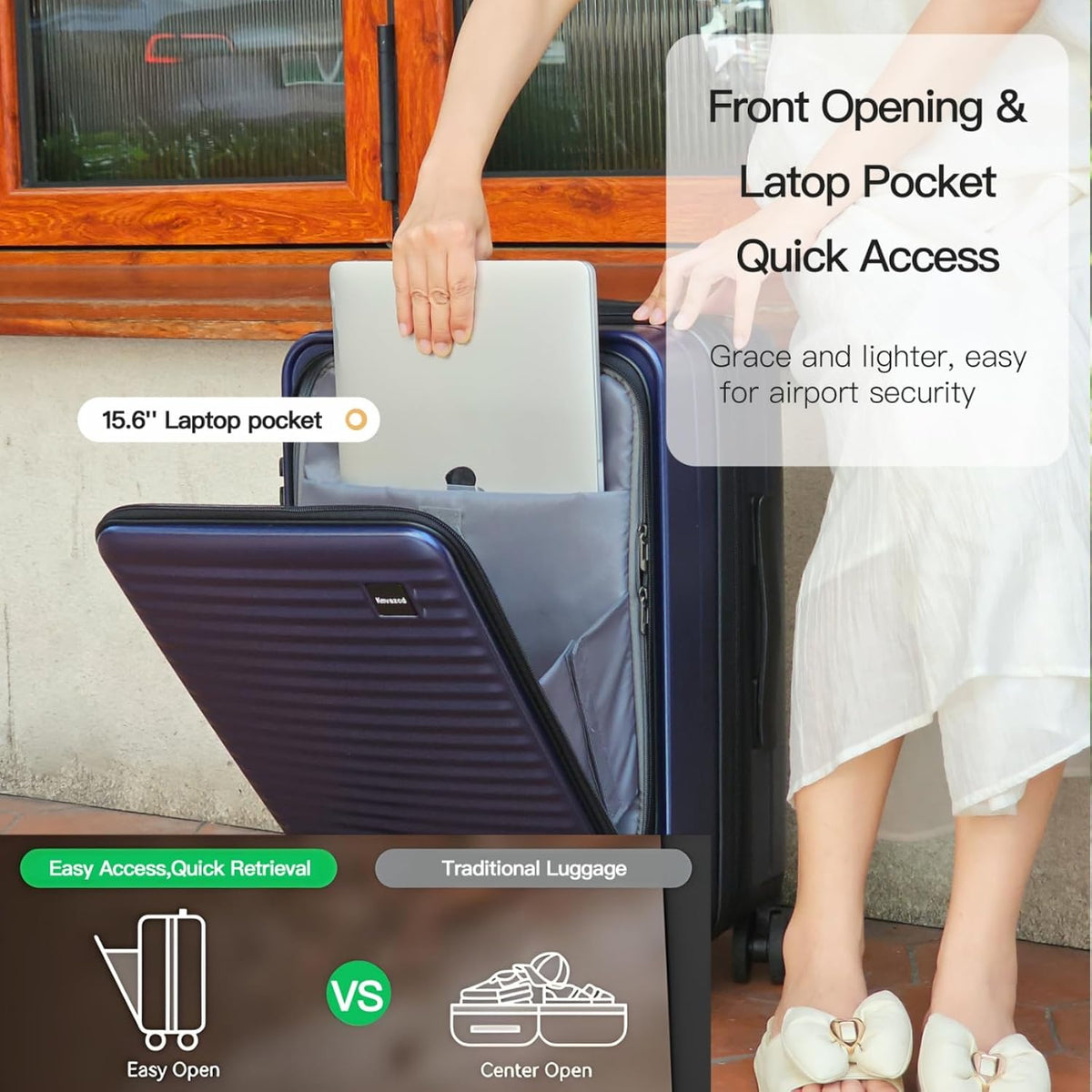 20 Inch Carry On Luggage, Hard shell Suitcases with Wheels | Airline Approved, Lightweight Polycarbonate, Expandable, 4 Spinner Wheels, TSA Lock, Suitcase with laptop Compartment