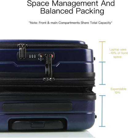 20 Inch Carry On Luggage, Hard shell Suitcases with Wheels | Airline Approved, Lightweight Polycarbonate, Expandable, 4 Spinner Wheels, TSA Lock, Suitcase with laptop Compartment