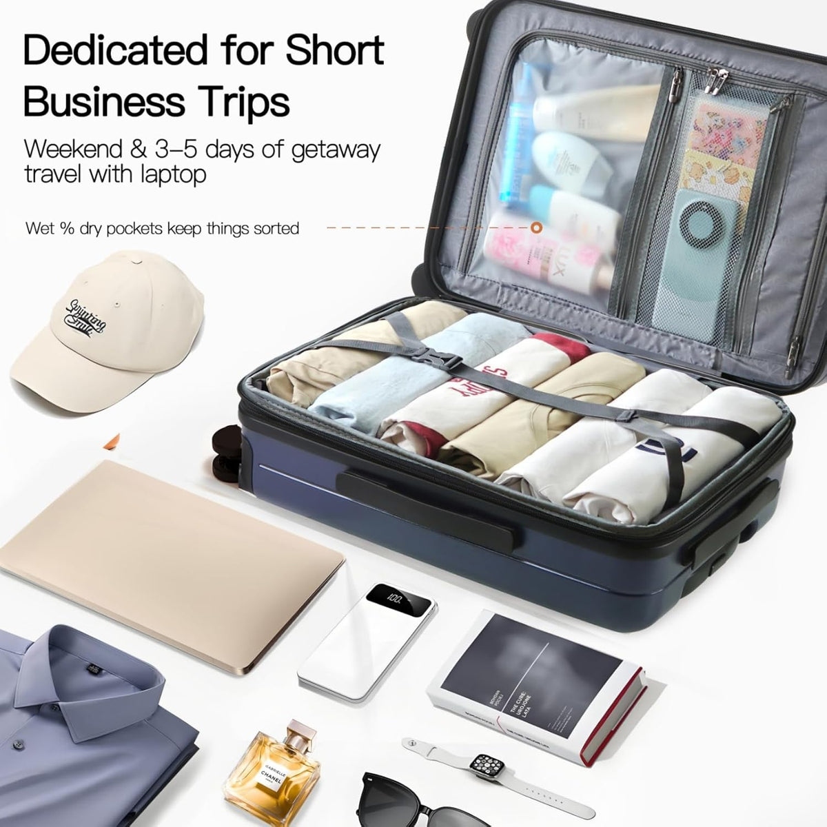 20 Inch Carry On Luggage, Hard shell Suitcases with Wheels | Airline Approved, Lightweight Polycarbonate, Expandable, 4 Spinner Wheels, TSA Lock, Suitcase with laptop Compartment