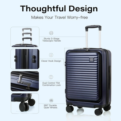 20 Inch Carry On Luggage, Hard shell Suitcases with Wheels | Airline Approved, Lightweight Polycarbonate, Expandable, 4 Spinner Wheels, TSA Lock, Suitcase with laptop Compartment