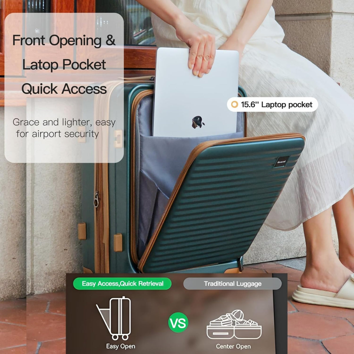 20 Inch Carry On Luggage, Hard shell Suitcases with Wheels | Airline Approved, Lightweight Polycarbonate, Expandable, 4 Spinner Wheels, TSA Lock, Suitcase with laptop Compartment