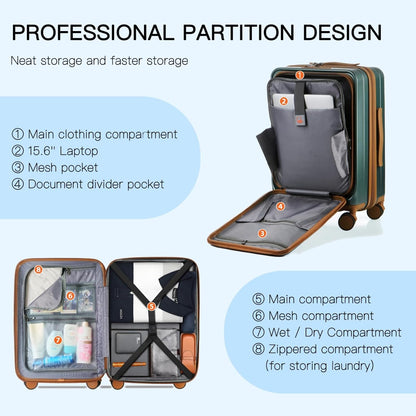 20 Inch Carry On Luggage, Hard shell Suitcases with Wheels | Airline Approved, Lightweight Polycarbonate, Expandable, 4 Spinner Wheels, TSA Lock, Suitcase with laptop Compartment