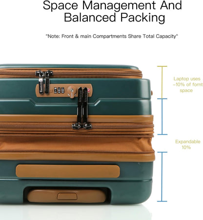 20 Inch Carry On Luggage, Hard shell Suitcases with Wheels | Airline Approved, Lightweight Polycarbonate, Expandable, 4 Spinner Wheels, TSA Lock, Suitcase with laptop Compartment