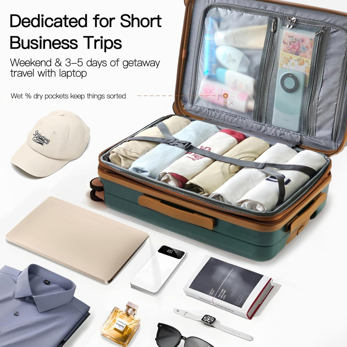20 Inch Carry On Luggage, Hard shell Suitcases with Wheels | Airline Approved, Lightweight Polycarbonate, Expandable, 4 Spinner Wheels, TSA Lock, Suitcase with laptop Compartment