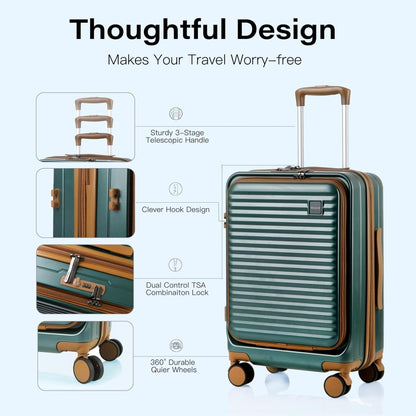 20 Inch Carry On Luggage, Hard shell Suitcases with Wheels | Airline Approved, Lightweight Polycarbonate, Expandable, 4 Spinner Wheels, TSA Lock, Suitcase with laptop Compartment