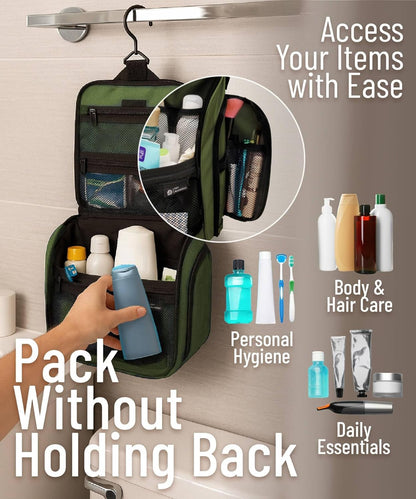 D&D Wanderlust D&D Hanging Travel Toiletry Bag for Men and Women – Cosmetics, Makeup and Toiletries Organizer Kit with 10 Compartments