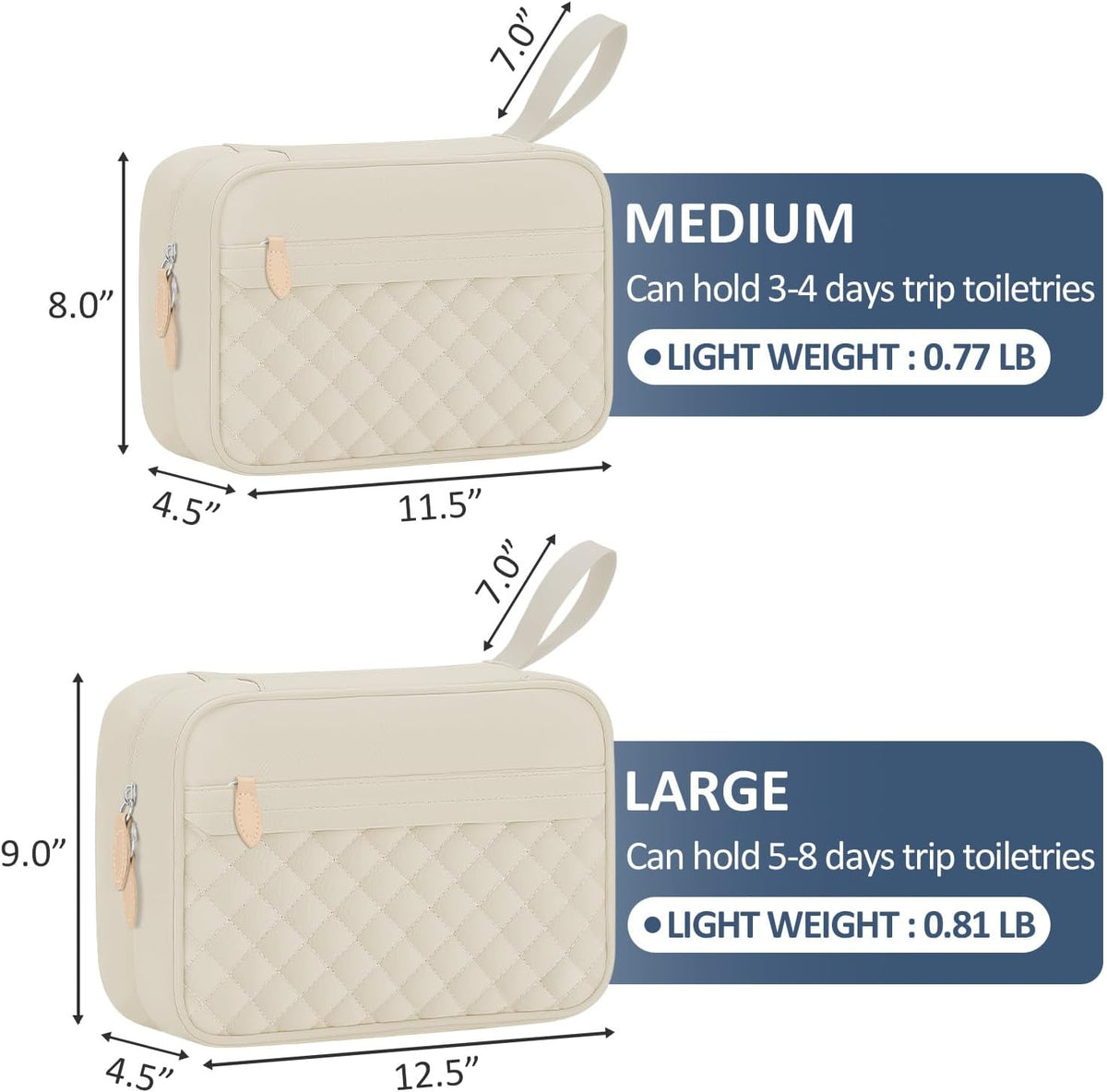 Travel Toiletry Bag for Women with Hanging Hook, Waterproof TSA Approved Cometic Toiletry Bag Organizers Leakproof Make up Bags for Women Blue