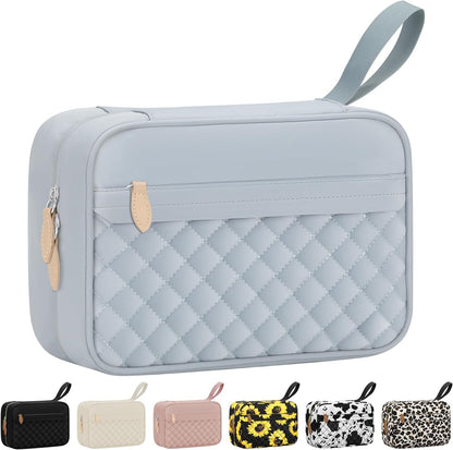 Travel Toiletry Bag for Women with Hanging Hook, Waterproof TSA Approved Cometic Toiletry Bag Organizers Leakproof Make up Bags for Women Blue