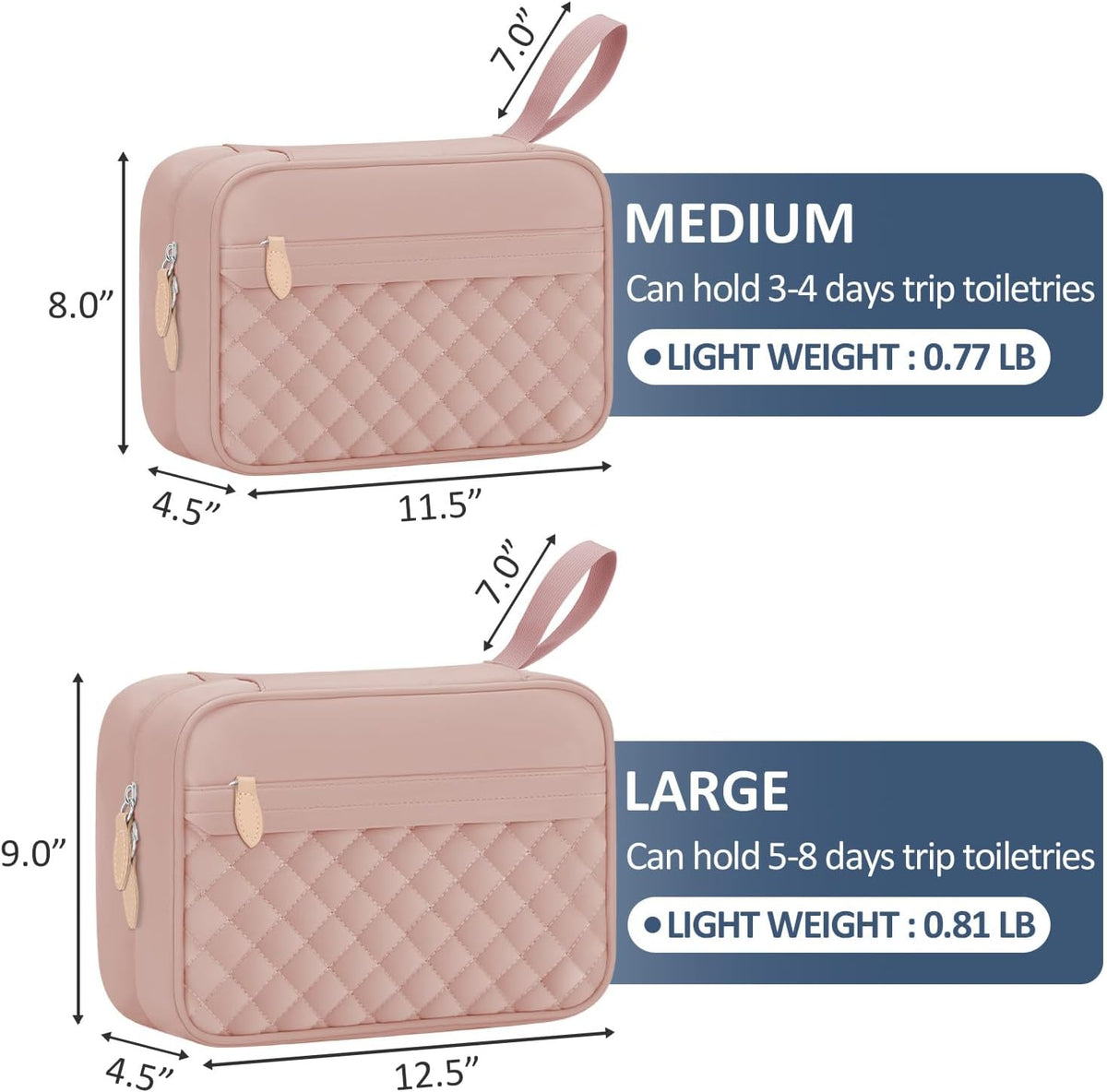 Travel Toiletry Bag for Women with Hanging Hook, Waterproof TSA Approved Cometic Toiletry Bag Organizers Leakproof Make up Bags for Women Blue