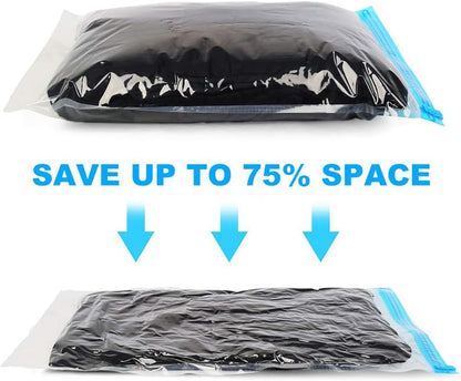 Compression Bags - Travel Accessories - 10 Pack Space Saver Bags - No Vacuum or Pump Needed - Vacuum Storage Bags for Travel Essentials - Home Packing-Organizers (Blue)