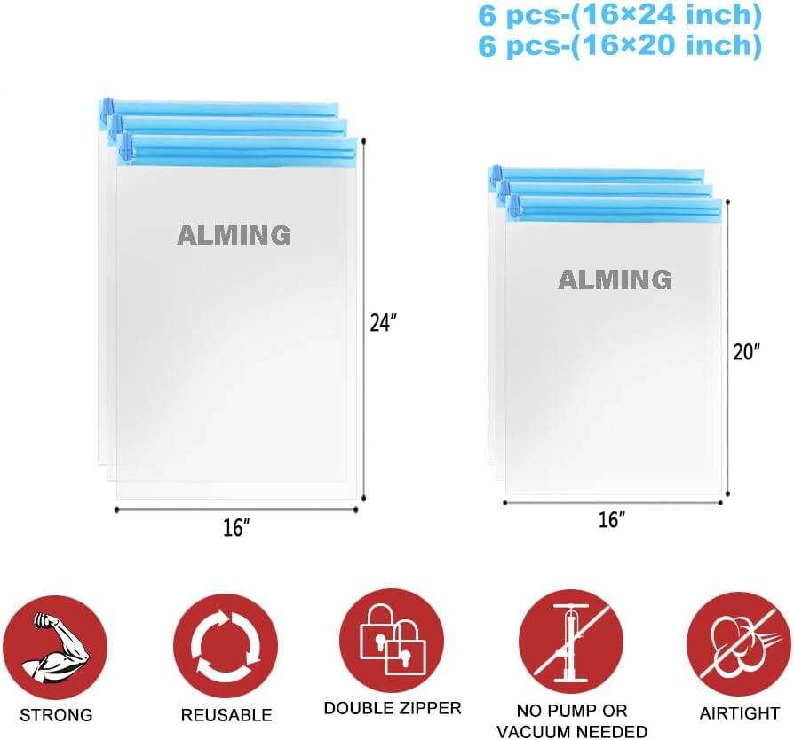 Compression Bags - Travel Accessories - 10 Pack Space Saver Bags - No Vacuum or Pump Needed - Vacuum Storage Bags for Travel Essentials - Home Packing-Organizers (Blue)