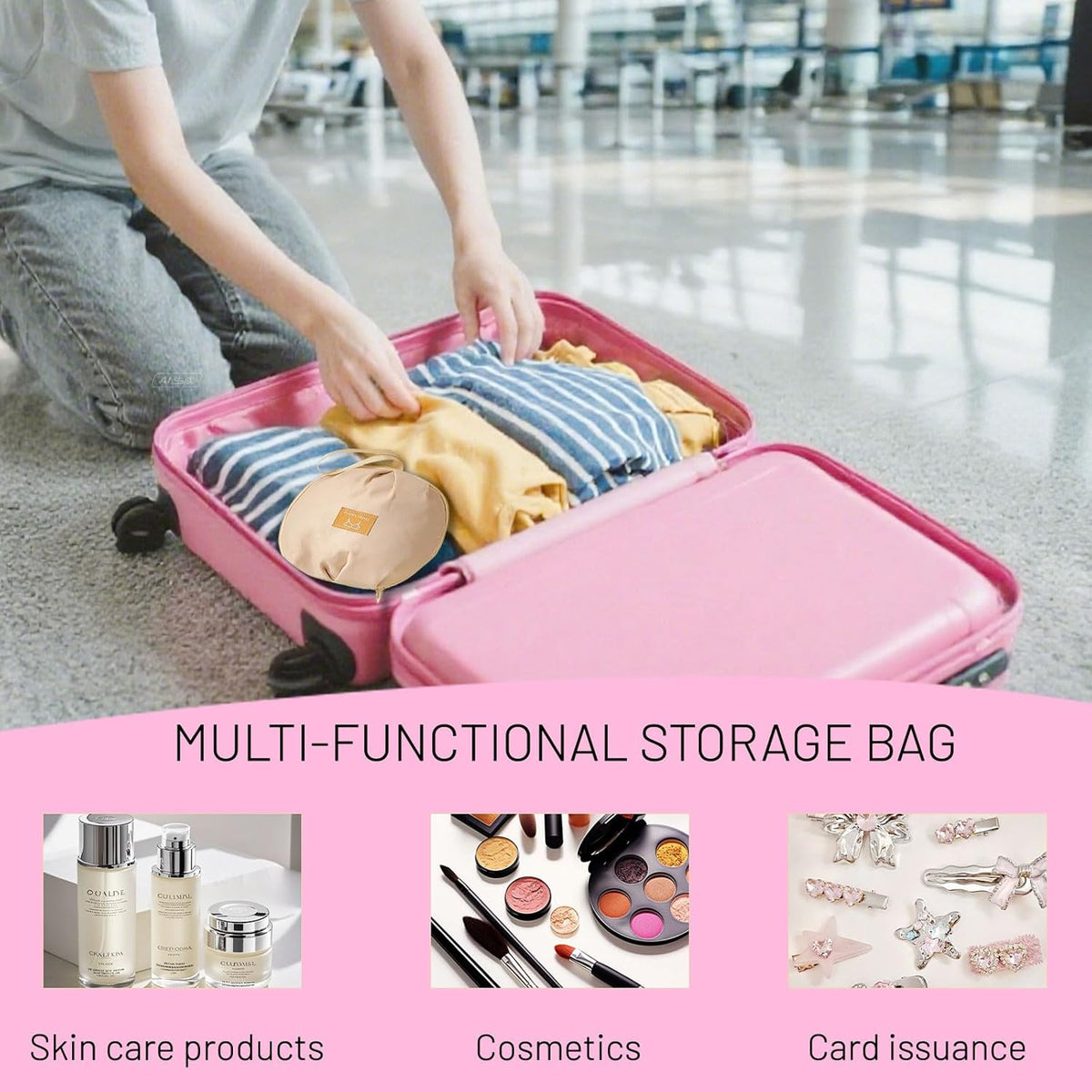 Travel Underwear Organizer Bag:Portable Luggage Organizer for women, Multi-Compartment Storage Bag for Clothes, Bras, and Accessories, Ideal for Suitcases and Carry-Ons