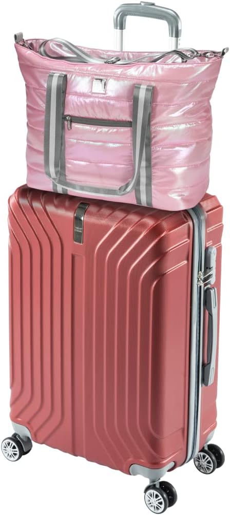 Women Tote Bag, Quilted Puffer Work Shoulder Bag with Laptop Compartment Trolley Sleeve, Large Puffy Travel Handbag