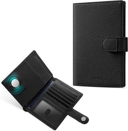 Leather Passport Travel Wallet for 2 Passports Pocket Slim Double Passport Holder RFID Blocking with ID Window for Women or Men
