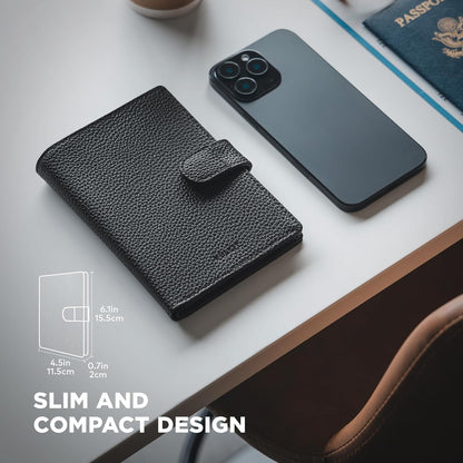 Leather Passport Travel Wallet for 2 Passports Pocket Slim Double Passport Holder RFID Blocking with ID Window for Women or Men