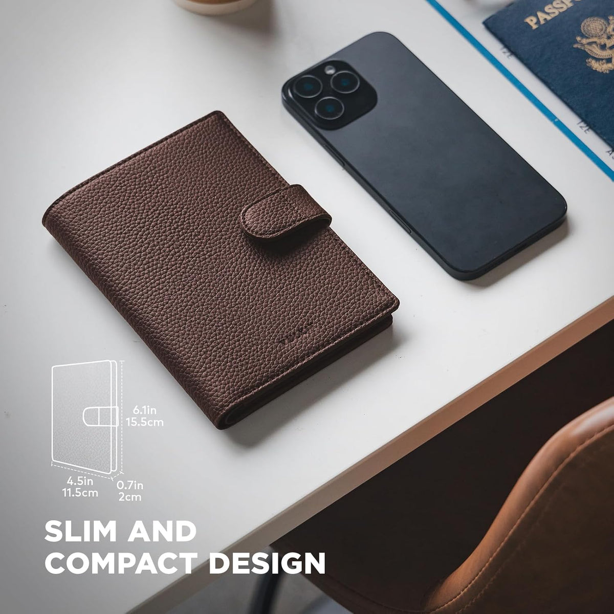 Leather Passport Travel Wallet for 2 Passports Pocket Slim Double Passport Holder RFID Blocking with ID Window for Women or Men