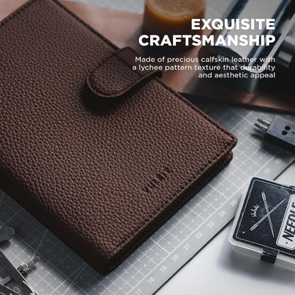 Leather Passport Travel Wallet for 2 Passports Pocket Slim Double Passport Holder RFID Blocking with ID Window for Women or Men
