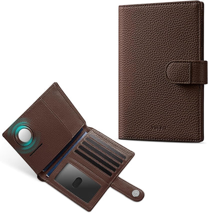 Leather Passport Travel Wallet for 2 Passports Pocket Slim Double Passport Holder RFID Blocking with ID Window for Women or Men