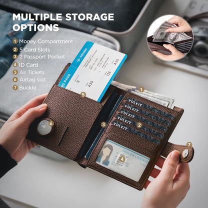 Leather Passport Travel Wallet for 2 Passports Pocket Slim Double Passport Holder RFID Blocking with ID Window for Women or Men