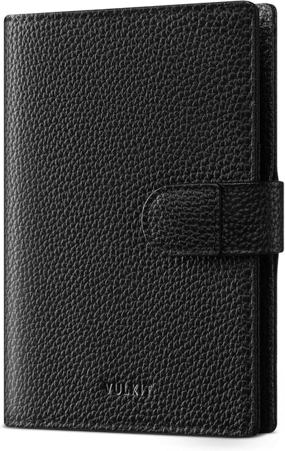 Leather Passport Travel Wallet for 2 Passports Pocket Slim Double Passport Holder RFID Blocking with ID Window for Women or Men