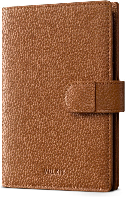 Leather Passport Travel Wallet for 2 Passports Pocket Slim Double Passport Holder RFID Blocking with ID Window for Women or Men