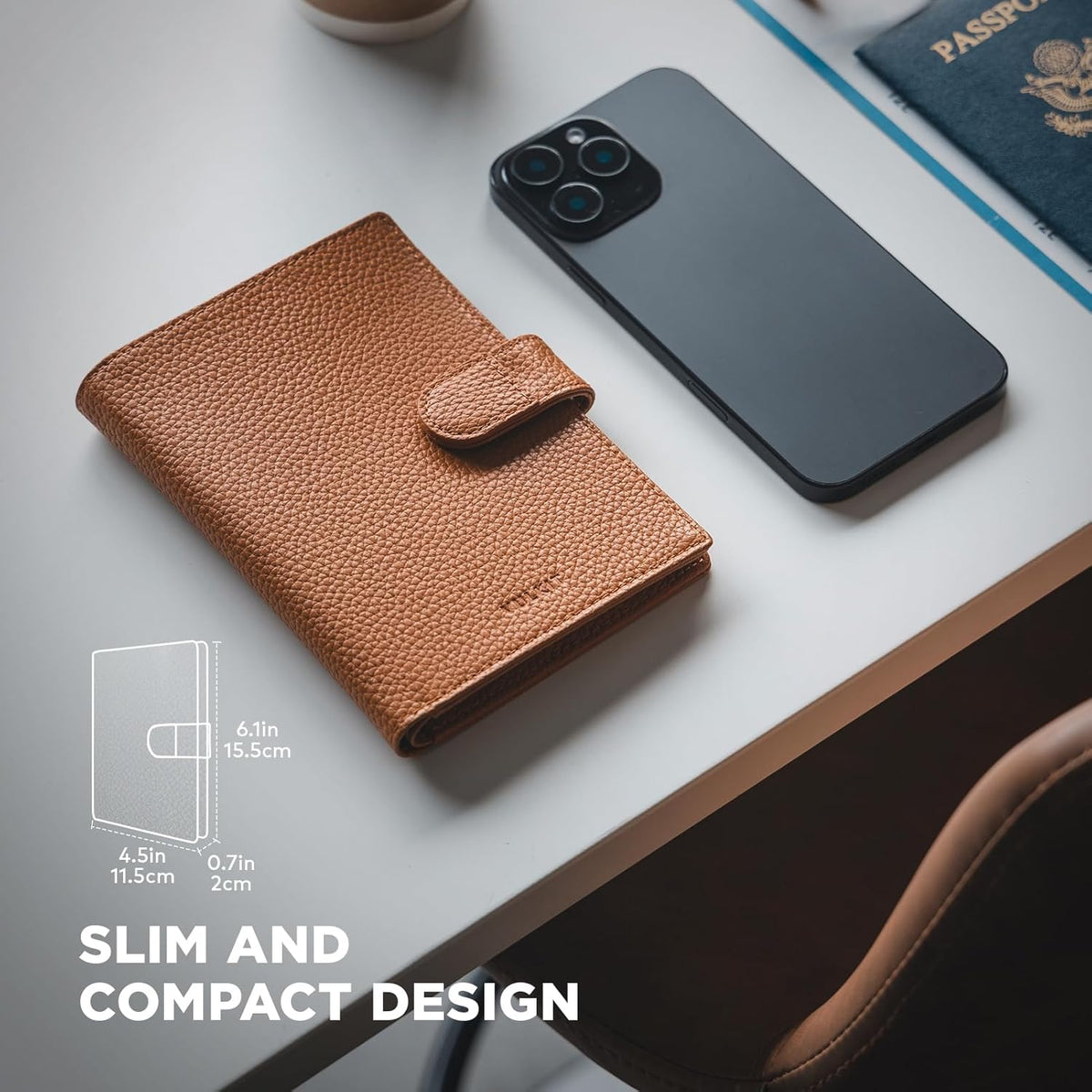 Leather Passport Travel Wallet for 2 Passports Pocket Slim Double Passport Holder RFID Blocking with ID Window for Women or Men
