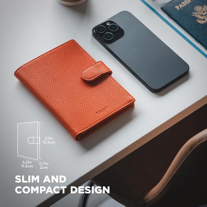 Leather Passport Travel Wallet for 2 Passports Pocket Slim Double Passport Holder RFID Blocking with ID Window for Women or Men