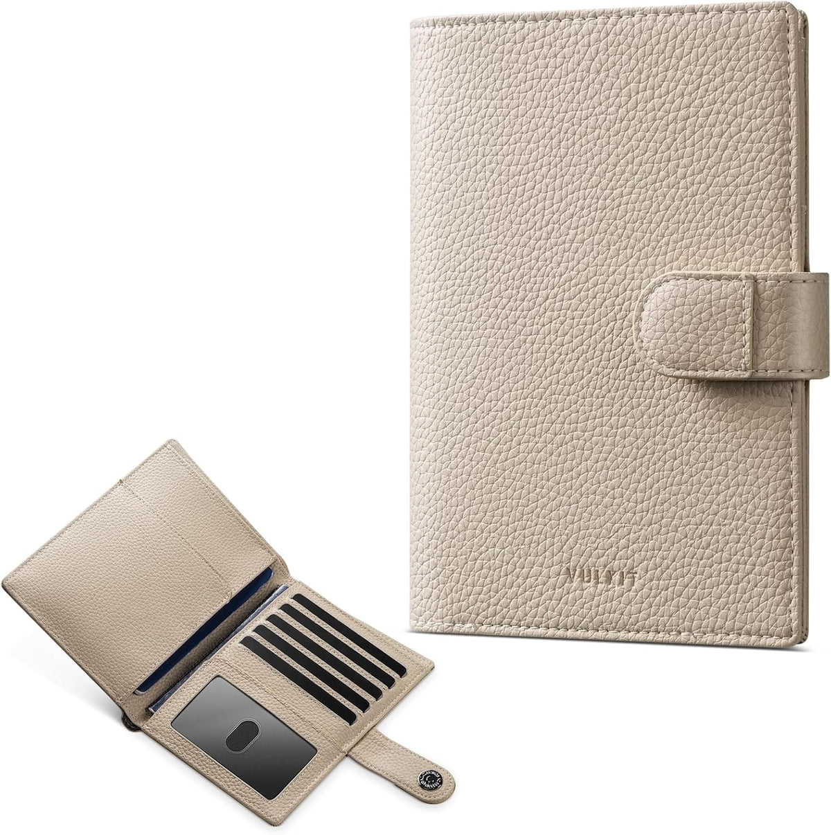 Leather Passport Travel Wallet for 2 Passports Pocket Slim Double Passport Holder RFID Blocking with ID Window for Women or Men