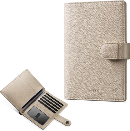 Leather Passport Travel Wallet for 2 Passports Pocket Slim Double Passport Holder RFID Blocking with ID Window for Women or Men
